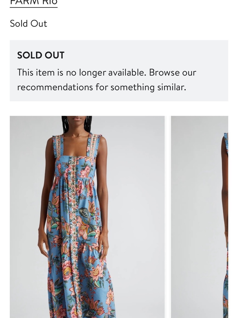 FARM Rio Blue Floral Maxi Dress with Pink & Orange Blooms